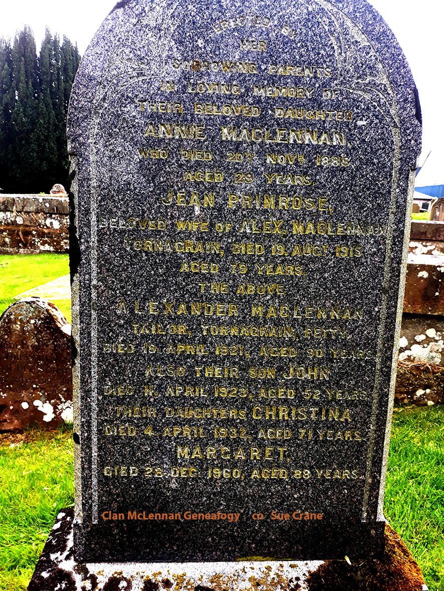 Photo of headstones/Alexander MacLennan d1921 hdstn Croy chyd